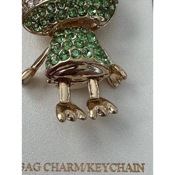 Frog Bag Charm Keychain Bling Crystals Gold - Picture 6 of 9